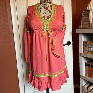Moda International for Victoria's Secret Vintage 2000s Pink Boho Beach Dress